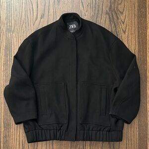 Zara Women's Classic Black Bomber Jacket